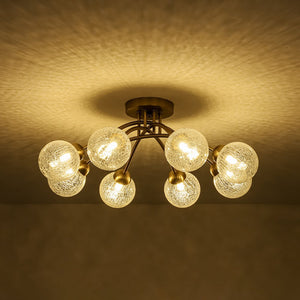 Farmhouze Light - Brass 8 - Light Bubble Round Sputnik Semi Flush Mount Light - Ceiling Light - Crackled - 