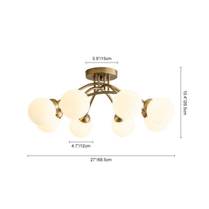 Farmhouze Light - Brass 8 - Light Bubble Round Sputnik Semi Flush Mount Light - Ceiling Light - Ribbed - 