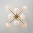 Load image into Gallery viewer, Farmhouze Light-Brass 8-Light Milky Glass Globe Sunburst Semi Flush Mount-Ceiling Light-35.4 in-

