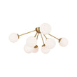 Load image into Gallery viewer, Farmhouze Light-Brass 8-Light Milky Glass Globe Sunburst Semi Flush Mount-Ceiling Light-35.4 in-
