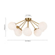Load image into Gallery viewer, Farmhouze Light-Brass 8-Light Milky Glass Globe Sunburst Semi Flush Mount-Ceiling Light-35.4 in-
