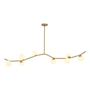 Farmhouze Light - Brass 8 - Light Opal Glass Globe Kitchen Island Linear Chandelier - Chandelier - Brass - 