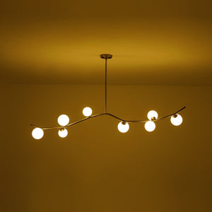 Farmhouze Light - Brass 8 - Light Opal Glass Globe Kitchen Island Linear Chandelier - Chandelier - Brass - 
