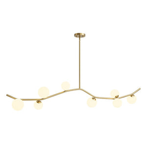 Farmhouze Light - Brass 8 - Light Opal Glass Globe Kitchen Island Linear Chandelier - Chandelier - Brass - 