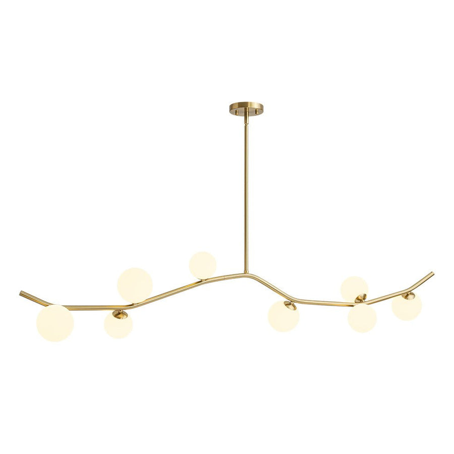 Farmhouze Light - Brass 8 - Light Opal Glass Globe Kitchen Island Linear Chandelier - Chandelier - Brass - 