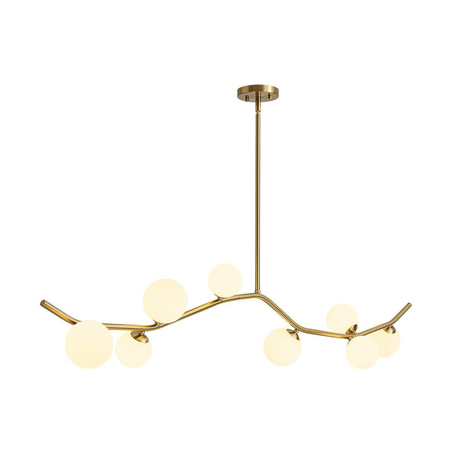 Farmhouze Light - Brass 8 - Light Opal Glass Globe Kitchen Island Linear Chandelier - Chandelier - Brass - 
