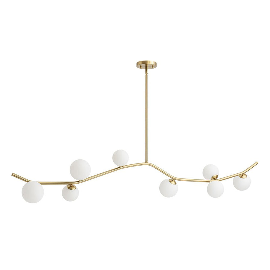 Farmhouze Light - Brass 8 - Light Opal Glass Globe Kitchen Island Linear Chandelier - Chandelier - Brass - 