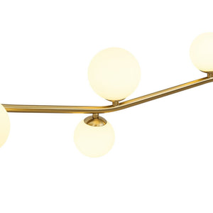Farmhouze Light - Brass 8 - Light Opal Glass Globe Kitchen Island Linear Chandelier - Chandelier - Brass - 
