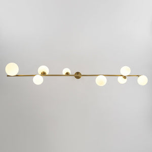 Farmhouze Light - Brass 8 - Light Opal Glass Globe Kitchen Island Linear Chandelier - Chandelier - Brass - 