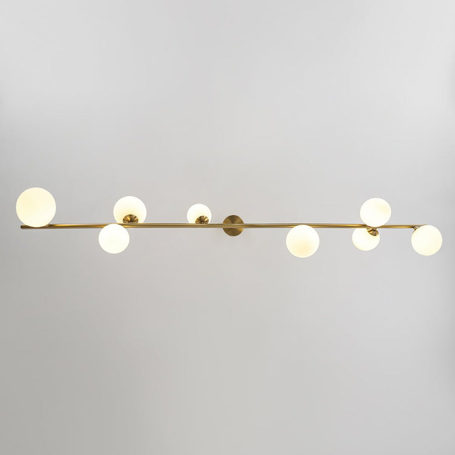 Farmhouze Light - Brass 8 - Light Opal Glass Globe Kitchen Island Linear Chandelier - Chandelier - Brass - 