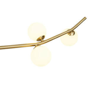 Farmhouze Light - Brass 8 - Light Opal Glass Globe Kitchen Island Linear Chandelier - Chandelier - Brass - 