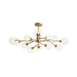 Load image into Gallery viewer, Farmhouze Light-Brass Branched Tiered Sputnik Glass Bubble Semi Flush-Chandelier-8 Bulbs-
