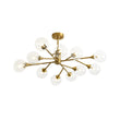 Load image into Gallery viewer, Farmhouze Light-Brass Branched Tiered Sputnik Glass Bubble Semi Flush-Chandelier-8 Bulbs-
