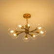 Load image into Gallery viewer, Farmhouze Light-Brass Branched Tiered Sputnik Glass Bubble Semi Flush-Chandelier-8 Bulbs-

