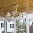 Load image into Gallery viewer, Farmhouze Light-Brass Branched Tiered Sputnik Glass Bubble Semi Flush-Chandelier-8 Bulbs-
