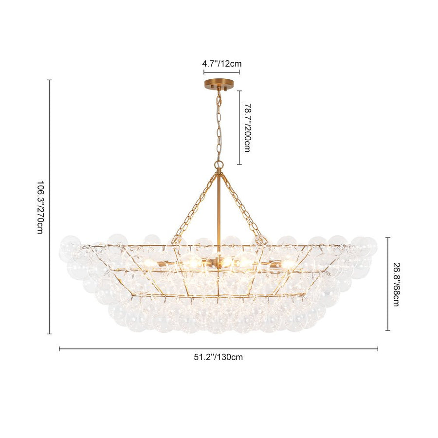 Farmhouze Light - Brass Cluster Clear Glass Globe Bubble Island Pendant - Chandelier - Brass - 
