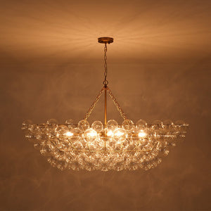 Farmhouze Light - Brass Cluster Clear Glass Globe Bubble Island Pendant - Chandelier - Brass - 