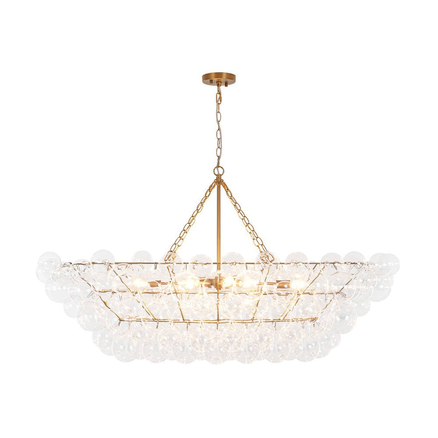 Farmhouze Light - Brass Cluster Clear Glass Globe Bubble Island Pendant - Chandelier - Brass - 