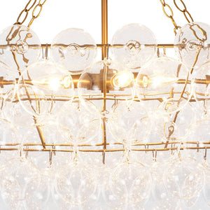 Farmhouze Light - Brass Cluster Clear Glass Globe Bubble Island Pendant - Chandelier - Brass - 