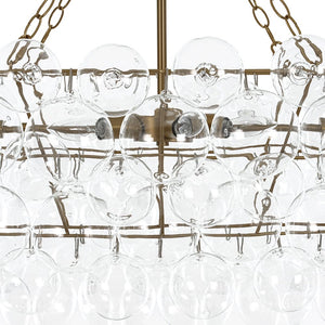Farmhouze Light - Brass Cluster Clear Glass Globe Bubble Island Pendant - Chandelier - Brass - 