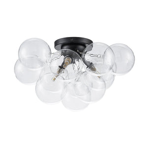 Farmhouze Light - Brass Glass Globe Cluster Bubble Semi - Flush Mount - Ceiling Light - Nickel - 