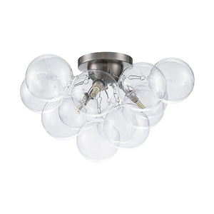 Farmhouze Light - Brass Glass Globe Cluster Bubble Semi - Flush Mount - Ceiling Light - Nickel - 