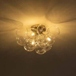 Farmhouze Light - Brass Glass Globe Cluster Bubble Semi - Flush Mount - Ceiling Light - Nickel - 