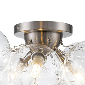 Farmhouze Light - Brass Glass Globe Cluster Bubble Semi - Flush Mount - Ceiling Light - Nickel - 