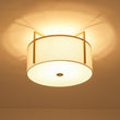 Load image into Gallery viewer, Farmhouze Light - Brass Round White Linen Drum Lantern Ceiling Light - Ceiling Light - 20.5 in - 
