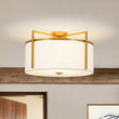 Load image into Gallery viewer, Farmhouze Light - Brass Round White Linen Drum Lantern Ceiling Light - Ceiling Light - 20.5 in - 
