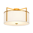 Load image into Gallery viewer, Farmhouze Light - Brass Round White Linen Drum Lantern Ceiling Light - Ceiling Light - 20.5 in - 
