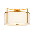 Load image into Gallery viewer, Farmhouze Light - Brass Round White Linen Drum Lantern Ceiling Light - Ceiling Light - 20.5 in - 
