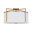 Load image into Gallery viewer, Farmhouze Light - Brass Round White Linen Drum Lantern Ceiling Light - Ceiling Light - 20.5 in - 
