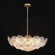 Load image into Gallery viewer, Farmhouze Light - Brass Sculptural Layered Clear Textured Glass Round Chandelier - Chandelier - Brass - 
