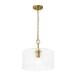 Load image into Gallery viewer, Farmhouze Light - Brass Seeded Textured Glass Drum Pendant Ceiling Light - Ceiling Light - Brass - 
