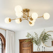 Load image into Gallery viewer, Farmhouze Light-Brass Sputnik Frosted Glass Bubble Linear Sputnik Ceiling Light-Ceiling Light-41.3 in-
