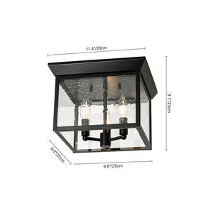 Farmhouze Light - Candle Style Seeded Glass Black Square Lantern Flush Mount - Ceiling Light - 9.8 in - 