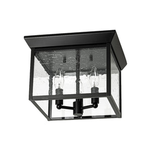 Farmhouze Light - Candle Style Seeded Glass Black Square Lantern Flush Mount - Ceiling Light - 9.8 in - 