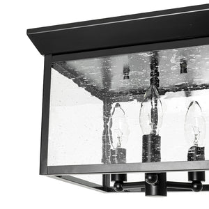 Farmhouze Light - Candle Style Seeded Glass Black Square Lantern Flush Mount - Ceiling Light - 9.8 in - 