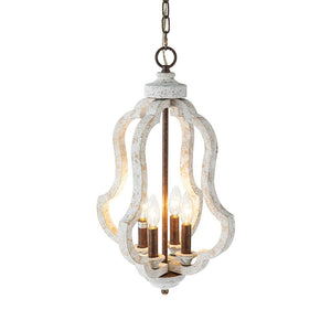 Farmhouze Light - Candle Style Weathered White Wood Lantern Pendant - Pendant - Poplar - 