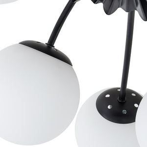 Farmhouze Light - Classic 12 - Light Sputnik Frosted Glass Globe Semi Flush - Ceiling Light - Black Ceiling Light - 