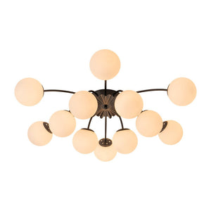 Farmhouze Light - Classic 12 - Light Sputnik Frosted Glass Globe Semi Flush - Ceiling Light - Black Ceiling Light - 