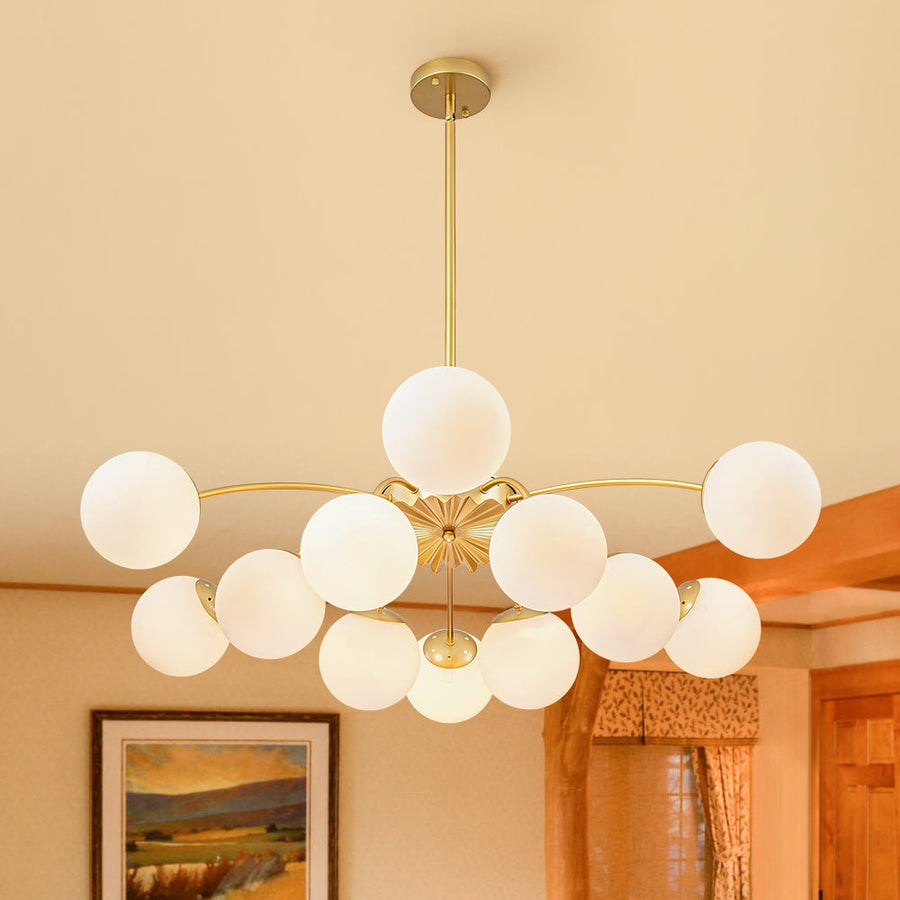 Farmhouze Light - Classic 12 - Light Sputnik Frosted Glass Globe Semi Flush - Ceiling Light - Ceiling Light - 