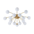 Load image into Gallery viewer, Farmhouze Light - Classic 16 - Light Sputnik Frosted Glass Globe Semi Flush - Ceiling Light - Brass - 

