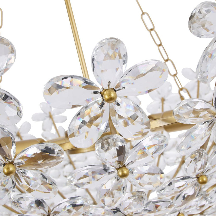 Farmhouze Light - Classic Luxury Crystal Flower Gold Basin Chandelier - Chandelier - Brass - 