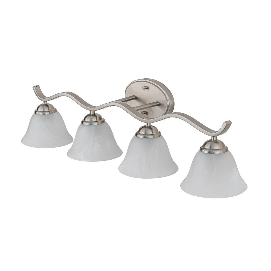 Farmhouze Light - Classic Nickel 3 - Light Marble Glass Shade Vanity Wall Light - Wall Sconce - 3 Bulbs - 