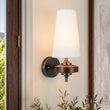 Load image into Gallery viewer, Farmhouze Light-Classic Rustic Walnut Fabric Tapered Shade Vanity Wall Light-Wall Sconce-1 Pack-
