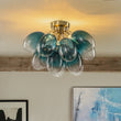 Load image into Gallery viewer, Farmhouze Light - Cluster Blue Glass Globe Bubble Semi Flush Mount - Ceiling Light - Blue Bubble - 

