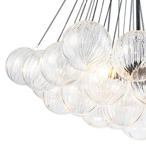 Farmhouze Light - Cluster Bubble Clear Striped Glass Globe Chandelier - Chandelier - Straight Striped Pattern - 