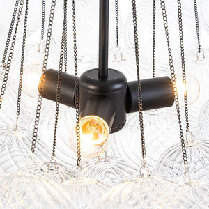 Farmhouze Light - Cluster Bubble Clear Striped Glass Globe Chandelier - Chandelier - Straight Striped Pattern - 